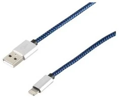S-Conn 14-50022, 2 m, „Lightning“, USB A, Mėlynas, Tiesus, Tiesus