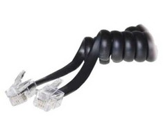S-Conn S-Impuls spiralinis kabelis 4/4 (RJ10) į 4/4 (RJ10) juodas 4m (birus)