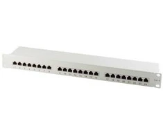 S-Conn Helos Patchfeld Cat 6 19" 1HE 24 Port hellgrau