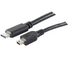 S-Conn S/CONN 77144-1.0, 1 m, USB C, Mini USB B, USB 2.0, 0,48 Gbit/s, Juoda