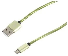 S-Conn USB įkrovimo kabelis, USB A kištukas - USB Micro B kištukas, nailonas