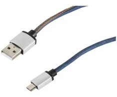 S-Conn USB įkrovimo laidas USB A-ST į USB Micro B-ST, džinsinės mėlynos spalvos, 2,0 m