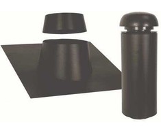 SABETOFLEX Sabeto stogo stogo gaubtas 160, ilgis 600 mm, stogo nuolydis 10–32°, juodas/juodas su plienine danga (2 vnt. su vamzdžiu ir danga). Tiekiamas BE atramos.