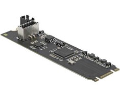 Šakotuvas DeLOCK Konverteris M.2 Key B+M male į 1 x vidinį USB 10 Gbps Type-E Key A 20 pin female, M.2, USB 3.2 Gen 2 (3.1 Gen 2), Juodas, Kinija, 10 Gbit/s, 15 W