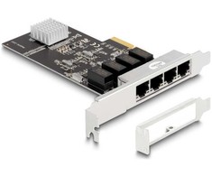 Kontroler Delock DeLOCK PCIe x4 to 4 x RJ45 Gbit, LAN adapter (Realtek RTL8111H)