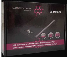 Kieszeń LC-Power LC-Power 2,5'' SATA HDD-Gehäuse USB 3.2 Juodas LC-25U3-C4, USB-C, Bis zu 5 GB/s