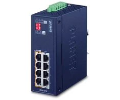 Šakotuvas Planet Technology PLANET IP30 Industrial 4 prievadų, 10,100,1000 Mbit/s, IEEE 802.3, IEEE 802.3ab, IEEE 802.3at, IEEE 802.3bt, IEEE 802.3u, Mėlyna, -40 - 75 °C, 5 - 90%, -40 - 75 °C
