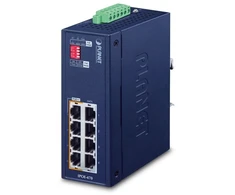 Šakotuvas Planet Technology PLANET IP30 Industrial 4 prievadų, 10,100,1000 Mbit/s, IEEE 802.3, IEEE 802.3ab, IEEE 802.3at, IEEE 802.3bt, IEEE 802.3u, Mėlyna, -40 - 75 °C, 5 - 90%, -40 - 75 °C