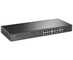 Šakotuvas TP-Link „JetStream“ 16 prievadų gigabito „Easy Smart PoE/PoE+“ komutatorius, valdomas, 2 lygmuo, gigabito eternetas (10/100/1000), maitinimas per eternetą (PoE), montuojamas į stelažą, 1U