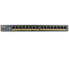 Šakotuvas Switch Zyxel GS1100-16EpS-EU0101F 16p PoE 135W (PoE+:16;) Unmanaged, DIP, Fanless, Slim
