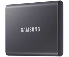 Kietasis diskas Nešiojamasis SSD diskas „Samsung T7“, 2 TB, USB C tipo, 3.2 Gen 2 (3.1 Gen 2), 1050 MB/s, slaptažodžio apsauga, pilkas