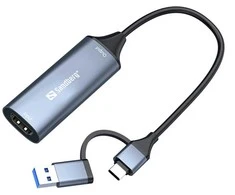 SANDBERG HDMI įrašymo jungtis su USB-C/A