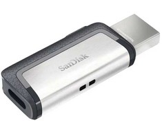„SanDisk Ultra Dual Drive USB Type-C“, 64 GB, USB A tipo / USB C tipo, 3.2 kartos 1 (3.1 kartos 1), Slankiojantis, 9,1 g, Juoda, Sidabras