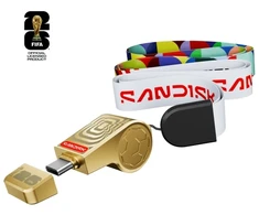 „SanDisk“ USB-C atmintinė: FIFA pasaulio čempionatas 2026 – 128 GB (auksinis leidimas), 128 GB, USB C tipo, 3.2 kartos 1 (3.1 kartos 1), 300 MB/s, dangtelis, auksinė