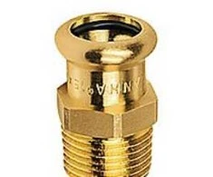 Sanha Perkėlimo nipelis 1/2x15 mm - 1/2x15 mm Cu presas. M ir V formos žandikauliai. Pistoleto metalo.