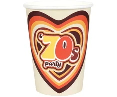 Santex 70-ųjų vakarėlio popierinės stiklinės, 10 vnt.