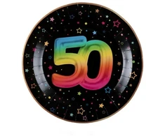 Santex Juoda ir vaivorykštinė popierinė lėkštė, 50 metų