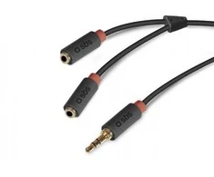 Kabelis Audio SBS Jack 3,5 - 2xJack 3,5 (żeńskie) 20 cm Juodas