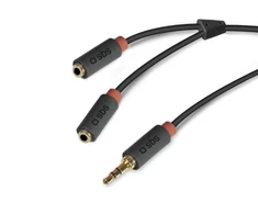 Kabelis Audio SBS Jack 3,5 - 2xJack 3,5 (żeńskie) 20 cm Juodas