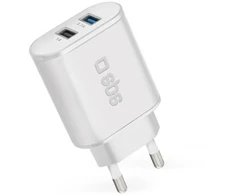 SBS Greito įkrovimo įkroviklis su dviem USB prievadais, patalpų, AC, 5 V, Baltas