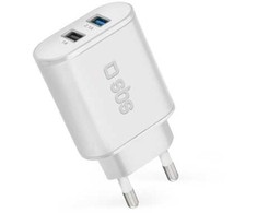 SBS Greito įkrovimo įkroviklis su dviem USB prievadais, patalpų, AC, 5 V, Baltas