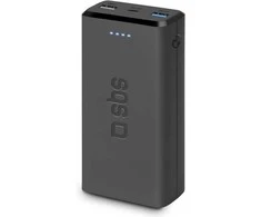 SBS išorinė baterija, 2x USB, 20.000 mAh, juoda