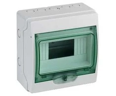Schneider Electric SCHNEIDERE Hermetinis skirstomasis įrenginys Schneider Mini Mureva / d. Kaedra 1x8 IP65 UV mMRV-1-8-NT-T 13443 paviršinės permatomos durys.