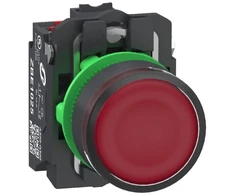 Schneider Electric Harmony lempos mygtukų rinkinys, pilnas, plastikinis, su LED ir plokščiu paspaudimo paviršiumi su spyruokliniu grąžinimu, raudonas, 24VAC/DC
