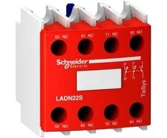 Schneider Electric „Schneider“ pagalbinis kontaktas 2NO 2NC, montuojamas priekiniame režime, Raudon PREVENTA (LADN22S)