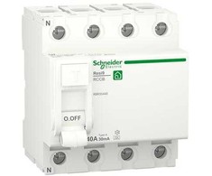Schneider Electric „Resi9 XP“ RCD/HPFI srovės nuotėkio jungiklis, 4P, 40A, 30mA, A klasė, 72 mm