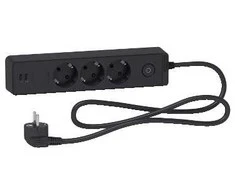 Schneider Electric Ilgiklis Schneider, 3 lizdai, 1,5 m, juodas, + 2 USB; ST943U1B