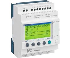 Schneider Zelio Logic RTC LCD kompaktiška relė 240 VAC 8 įėjimai 4 išėjimai SR2B121FU