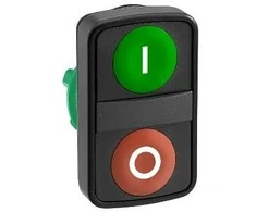 Schneider Electric Dviejų klavišų I / O mygtukas žalias / raudonas su IP66 grįžimu (ZB5AA7341)