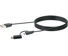 Kabelis USB Schwaiger USB-A - microUSB + USB-C 1 m Juodas (CK3112533)