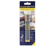 Skystos kreidos žymekliai SECURIT, 1–2 mm., 2 vnt., auksinė ir sidabrinė sp.