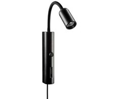 SG ARMATUREN Vamzdinis sieninis šviestuvas, juodas, USB, 360 lm, 3000 K, Ra 98, integruotas šviesos reguliatorius