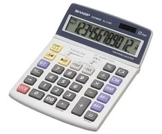 Sharp EL2125C, Desktop, Financial, 12 digits, 1 lines, Baterija/Solar, Juodas, Mėlyna, Pilkas