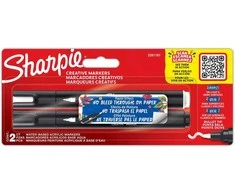 Sharpie kūrybiniai žymekliai akriliniams dažams - 2 vnt., 2 vnt., juoda, balta, apvalus galiukas, juoda, balta, 2,5 mm, lizdinė pakuotė