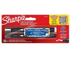 Sharpie kūrybiniai žymekliai akriliniams dažams - 2 vnt., 2 vnt., juoda, balta, apvalus galiukas, juoda, balta, 2,5 mm, lizdinė pakuotė