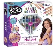 Jazwares Shimmer 'n Sparkle – metalinio vaivorykštės nagų meno rinkinys (65540)
