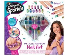 Shimmer N Sparkle metalinio vaivorykštės nagų menas