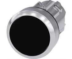 Siemens 22 mm juodas mygtukas su metaline grįžtimi Sirius ACT (3SU1050- 0AB10- 0AA0)