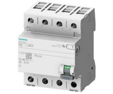 Siemens 5SV3 srovės nuotėkio jungiklis, 40 A, 4 polių, 30 mA