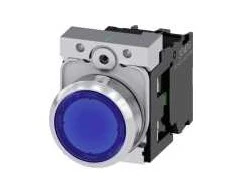 Siemens SIRIUS ACT 3SU11 serijos apšviestas mygtukas, pilnas blokas, momentinis, montuojamas ant skydo, 22 mm išpjova, SPST, mėlynas