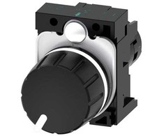 Siemens Kompaktiškas potenciometras 22mm, apvalus, juodas plastikas, 22k Ohm, su jungties laikikliu. varžtas 3SU1200-2PW10-1AA0