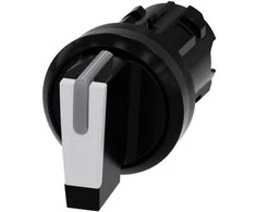 Siemens Jungiklis su apšvietimu 22 mm apvalus plastikinis juodas/baltas kr rašiklis 3 padėtys i-o-ii 3SU1002-2BL60-0AA0