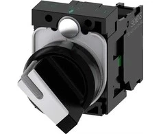Siemens Jungiklis su apšvietimo parinktimi 22 mm apvalus plastikinis juodas/baltas kr rašiklis 2 padėtys o-i 3SU1100-2BF60-1BA0