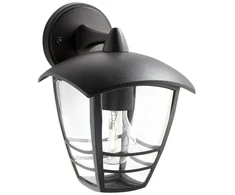 Philips myGarden Creek sieninis šviestuvas 60W E27 be lemputės, Lauko sieninis apšvietimas, Juodas, Metalas, IP44, Terasa, Sodas, I