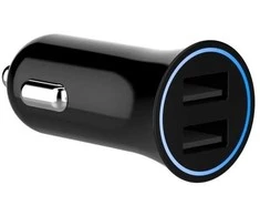 Sinox 12 V dvigubas USB A automobilinis įkroviklis. 2,4 A. Juodas.