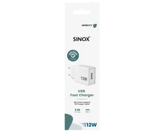 Sinox 230 V USB-A įkroviklis 12 W. Baltas